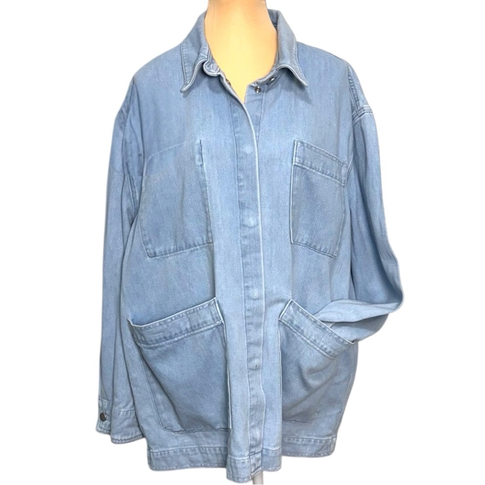 Treasure & Bond Tencel Denim Chore Jacket Light Blue Wash EUC XL